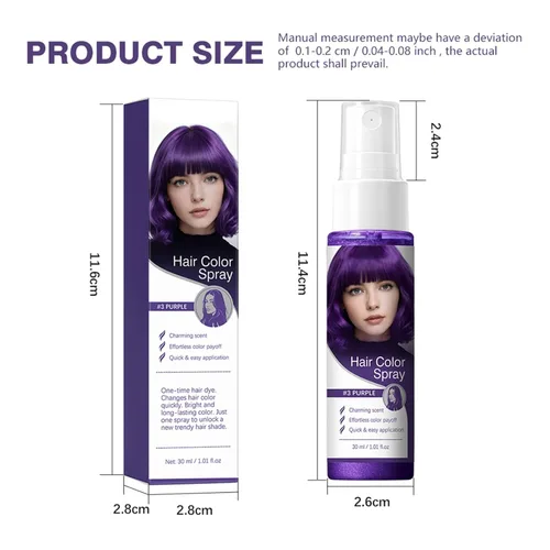 Vista 5 de 1 fl oz Spray Color - Cabello temporal de secado rápido para fiesta rojo