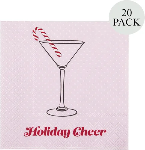 Vista 7 de C.R. Gibson TW4-23698 - Servilletas de papel desechables para fiestas de Navidad, color rosa y rojo, 5 x 5 pulgadas, 20