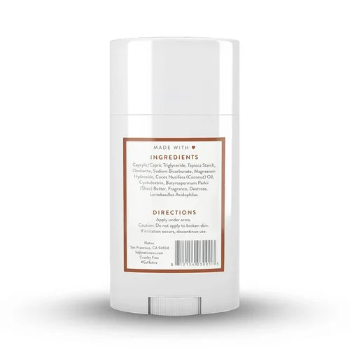 Vista 5 de Native Desodorante Desodorante natural para mujeres y hombres, sin aluminio con bicarbonato de sodio, probióticos, aceite de coco y manteca