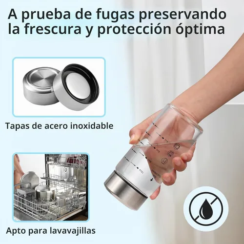 Vista 4 de Botellas de jugo de vidrio de 12 onzas - 2 paquetes de botellas de agua de boca ancha con tapas para jugos, botellas de jugo reutilizables