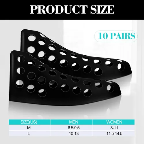 Vista 2 de 10 pares de árboles grandes de plástico para zapatos deportivos aireados para zapatos y botas, color negro