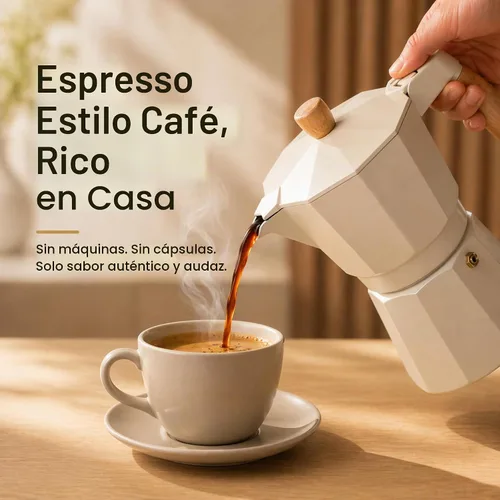Vista 2 de ANGORA BRANDS Vondra - Olla de aluminio para moka (2 a 6 tazas), cafetera espresso para estufa, cafetera italiana clásica, cafetera percoladora