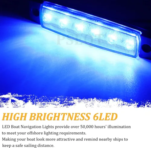 Vista 3 de PSEQT Luces LED de navegación para barco, interior marino, tira de luz de cortesía, cubierta de popa, iluminación de cabina de 3.8 pulgadas, 6 LED