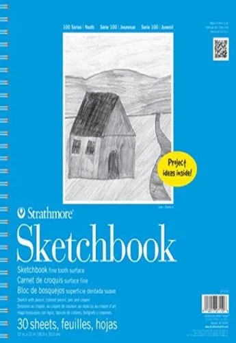 Vista 2 de Strathmore STR - Cuaderno de bocetos en espiral para niños de 30 hojas, 12 pulgadas, 12 x 12 pulgadas