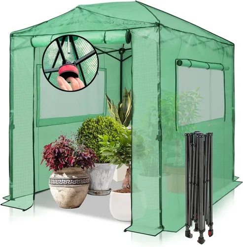 Vista 15 de EAGLE PEAK - Invernadero hexagonal desplegable de 6.6 x 6.6 pies, portátil, para plantas de jardín, para interiores y exteriores, para todo