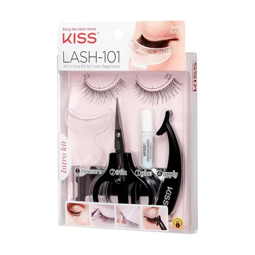 Vista 2 de Kiss Lash-101 - Kit de pestañas postizas todo en uno para principiantes, pestañas de tira reutilizables, fácil de aplicar, 1 par de pestañas