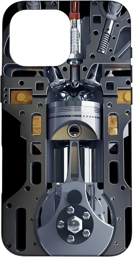 Vista 19 de Mecánico Motor Metal Pistón Cilindros Metal PC Case para iPhone 17