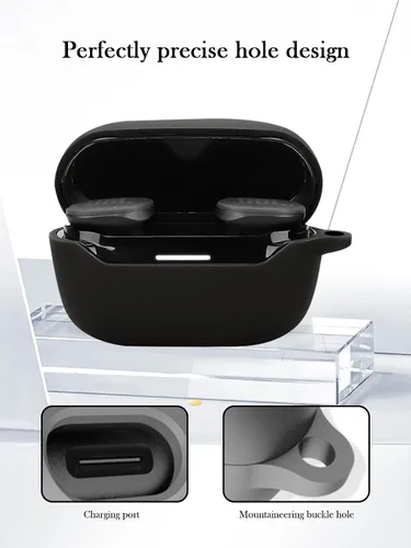 Vista 5 de Funda para JBL Endurance Race 2 True Wireless in Ear Earbuds, protección suave, a prueba de golpes, funda de silicona BOVUGAC con llavero, kit