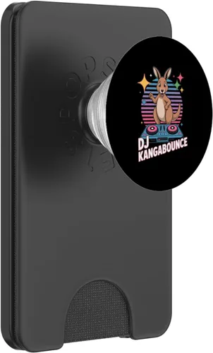 Vista 8 de DJ Kangabounce Kangaroo Party DJ Retro Tocadiscos Vibes PopSockets Adhesivo PopGrip