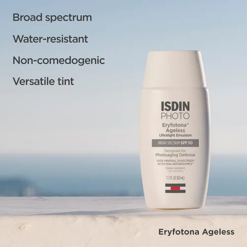 Vista 4 de ISDIN Eryfotona Ageless Protector solar óxido de zinc y protector solar 100% mineral tintado SPF 50+ Anti-Aging, 100% Mineral UV Filters