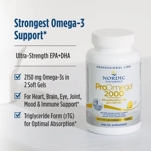 Vista 3 de Cápsulas blandas de gel con sabor a limón ProOmega 2000 de Nordic Naturals. 120 cápsulas.