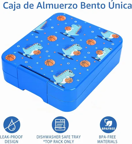 Vista 3 de Lonchera Bento para niños con termo de sopa de 10 onzas, recipientes de almuerzo a prueba de fugas con 4 compartimentos, tarro térmico