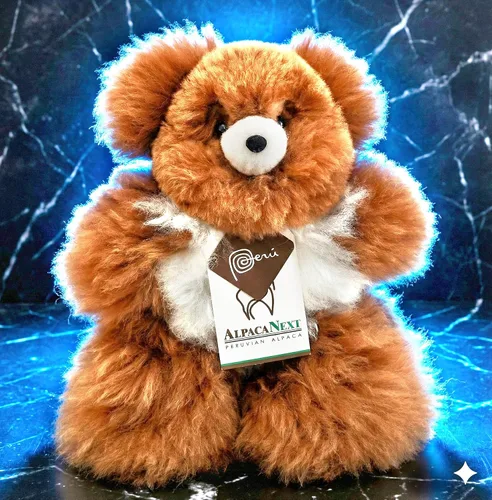 Vista 12 de Oso de Peluche de Alpaca Bebé Suave y Tierno - 9 pulgadas. Animal de Peluche de Alpaca Premium Hecho a Mano con Piel Auténtica de Alpaca. Lindo Oso