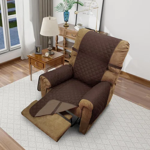 Vista 37 de Fundas para Silla Reclinable Reversibles Funda de Sofá para Mascotas Protector de Muebles Lazy Boy (Silla 23'', Beige/Beige)