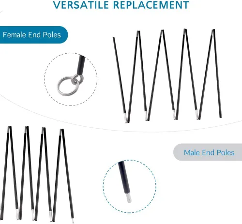 Vista 4 de Reemplazo de postes de aluminio para tienda, se adapta tanto a extremos hembra como macho, kit de reparación ligero de poste de tienda, aleación