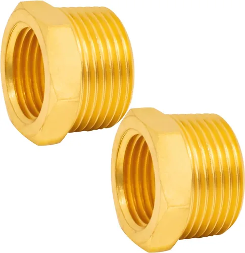 Vista 5 de G 1/2 BSP hembra a rosca macho de 1/2 NPT de EE. UU. (paquete de 2), conexión de tubería de latón macizo, conector con arandela de goma, adaptador