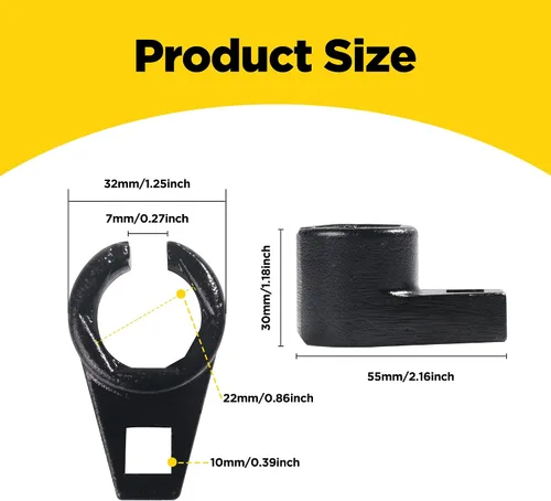 Vista 2 de YAKEFLY Llave de Sensor de Oxígeno de Accionamiento de 3/8 Pulgadas por 7/8 Pulgadas Descentrada, Llave Universal de Sensor de Oxígeno de Perfil