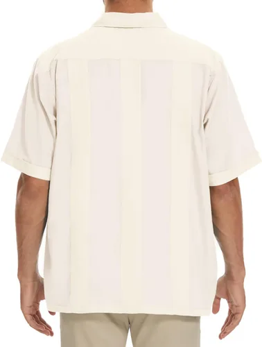 Vista 3 de MAXJON Camisas de guayabera para hombre, camisas cubanas de manga corta