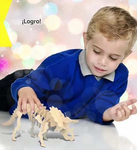 Vista 6 de Puzzled Rompecabezas 3D de madera de dinosaurio modelo de kit
