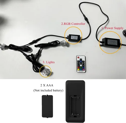 Vista 7 de Kit de luces LED que cambian de color con transformador y control remoto, paquete de 10 luces IP67 impermeables Φ1.77 pulgadas, 12 V, bajo voltaje