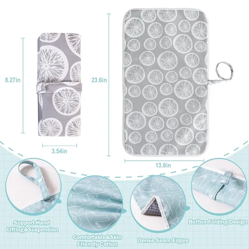 Vista 2 de Cambiador plegable para bebé, paquete de 2, cambiador de pañales, impermeable, tapete de viaje para pañales, almohadilla para orinario infantil, kit