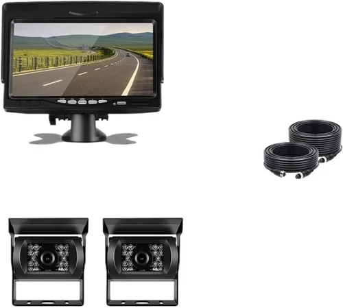 Vista 8 de 7inch HD LCD Color TFT Rear View Monitor 800 * 480 Vehicle IR LED Back Up Reverse Camera + 4-pin Connector Compatible For Bus Truck RV(1023-1CAM)