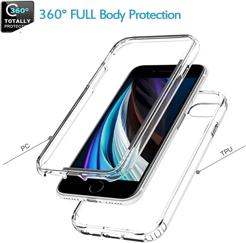 Vista 3 de Funda para iPhone SE 2020, iPhone 8, iPhone 7 para niñas y mujeres, transparente, protección de cuerpo completo, a prueba de golpes, carcasa