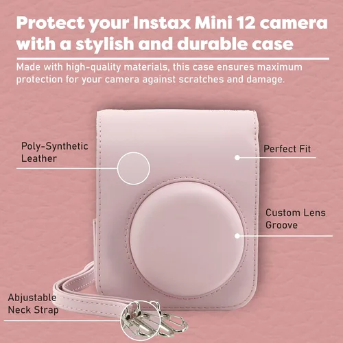 Vista 4 de Fujifilm - Paquete de cámara instantánea Instax Mini 12 con película instantánea Fujifilm Instax Mini (60 hojas) y accesorios que incluyen estuche
