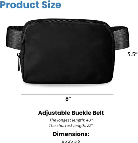 Vista 2 de Riñonera unisex con correa ajustable, bolsa de cintura pequeña, Negro -, Fifteen Riñonera