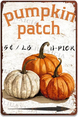 Vista 18 de Letrero de metal con diseño de calabaza, Día de Acción de Gracias, regalo para amantes de la decoración, arte de 8.00 x 12.00 pulgadas