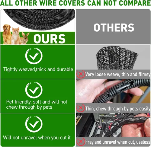 Vista 4 de Funda de organización de cables divididos de 10 pies, protector de cable de telar de alambre para cables de arnés automotriz de alta temperatura