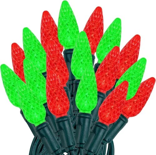 Vista 41 de Novelty Lights - Mini juego de 70 luces C6 LED de Navidad, serie de luces de grado comercial para exteriores, cable verde, 24 pies