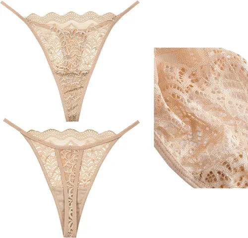 Vista 7 de JurHevty Thongs For Women Pack G String Underwear Lace T Back Cotton Panties