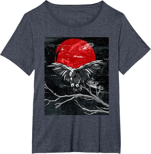 Vista 50 de Red Moon Raven - Camiseta japonesa de cuervo negro, Negro, S