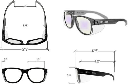 Vista 5 de MAGID Gemstone Y50 Performance - Gafas de seguridad antivaho con protectores laterales Lente de bloqueo azul Marco negro