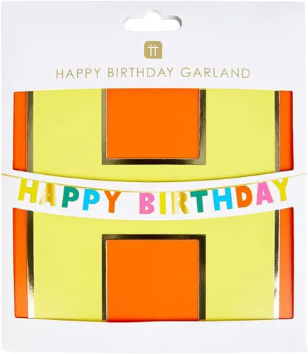 Vista 6 de Talking Tables Guirnalda de feliz cumpleaños arcoíris, pancarta de papel multicolor reutilizable para fiestas, 120 pulgadas / 10 pies, decoraciones