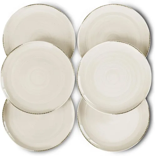 Vista 12 de MORA Platos de Ensalada de Cerámica en Espiral Set de 6, Plato de 8 Pulgadas de Porcelana en Espiral para Cocina, Cena Pequeña, Almuerzo, Aperitivo