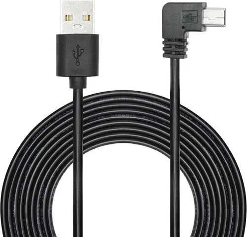 Vista 9 de Cable de alimentación micro USB de 90 grados para cámara de tablero de 11 pies, cable de carga USB en ángulo izquierdo, solo alimentación,