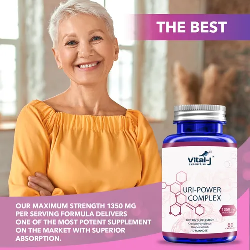 Vista 8 de Complejo Uri Power 4 en 1 1350mg - D Manosa, Arándano, Hibisco y Hierba de Diente de León - Limpia naturalmente la vejiga y el tracto urinario 60