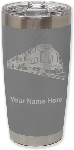 Vista 34 de LaserGram Vaso aislado al vacío de 20 onzas, tren de carga, grabado personalizado incluido (negro)