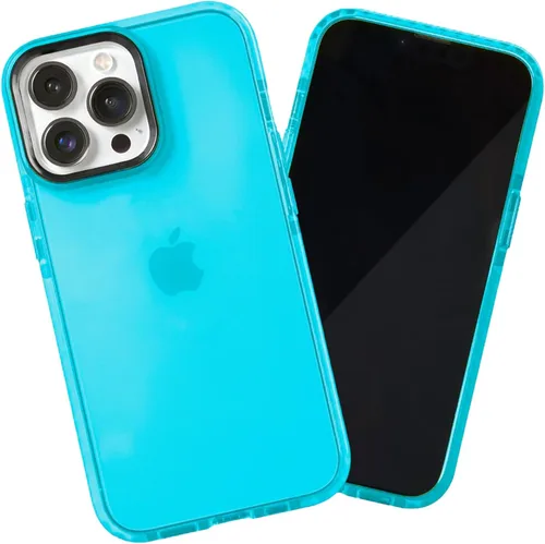 Vista 9 de SteepLab Funda de barrera para iPhone 13, protección de 360 grados que absorbe impactos con bisel elevado y colores llamativos (cielo azul brillante)