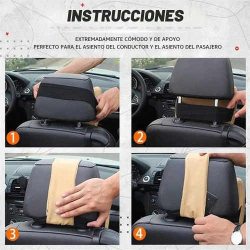 Vista 5 de Cojín para reposacabezas de asiento de automóvil, almohada para el cuello del asiento del automóvil, almohada de cuello de espuma viscoelástica 100%