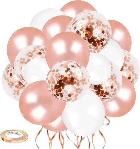 Vista 7 de Globos morados y dorados: 60 globos metálicos de lavanda y champán de 12 pulgadas con confeti para graduaciones, bodas, cumpleaños y celebraciones