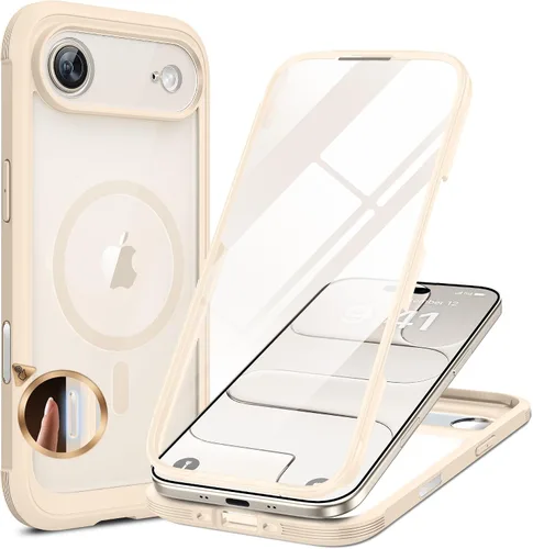 Vista 169 de Miracase - Funda magnética para iPhone 13 Pro Max de 6.7 pulgadas (compatible con MagSafe), transparente, completo, protector de pantalla de vidrio