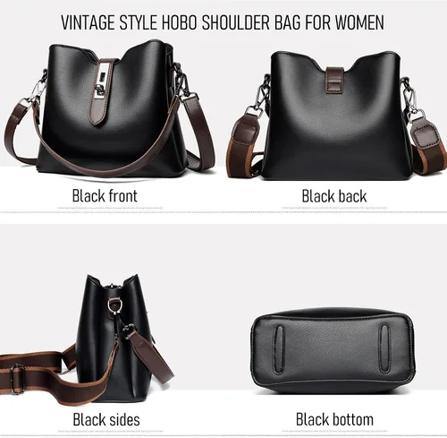 Vista 6 de Bolso de hombro estilo vintage para mujer, bolso de mano de piel sintética suave y holgado, bolso cruzado clásico simple para uso diario