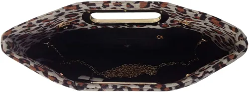 Vista 4 de JNB - Embrague de piel sintética con mango superior de leopardo pequeño