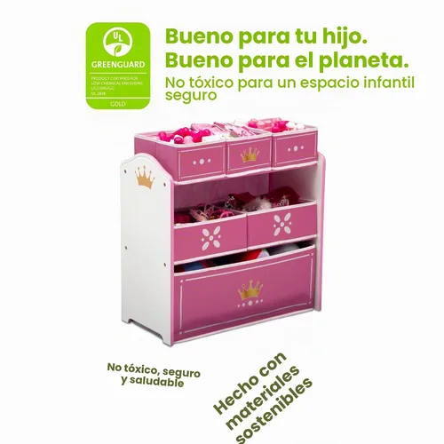 Vista 4 de Delta Children Design and Store Organizador de Juguetes de 6 Contenedores, Gris/Azul & Princess Crown Design and Store Organizador de Almacenamiento
