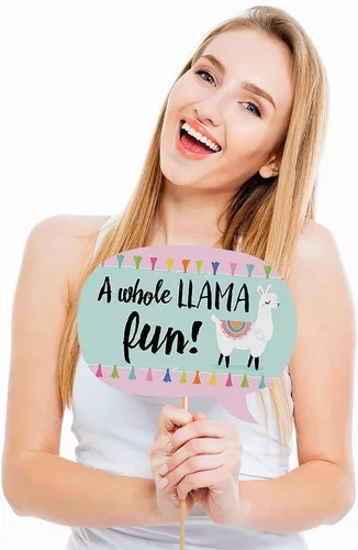 Vista 3 de Big Dot of Happiness Whole Llama Fun - Kit de accesorios para cabina de fotos para baby shower o fiesta de cumpleaños, 20