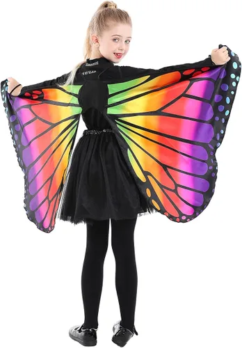 Vista 5 de Seasons Alas de capa de mariposa para niños, talla única, arcoíris