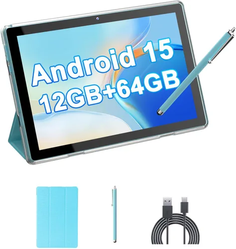 Vista 9 de HOTTABLET 10" Tableta Android 15 de 12 (4+8Expand) GB RAM+64GB ROM, cámara dual de 2+8MP, batería de 6000mAh (Tableta+estuche+lápiz capacitivo)